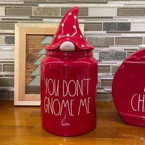 Rae Dunn you don’t gnome me red Christmas canister